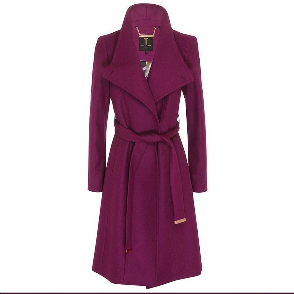 Ted Baker Lorili Long Wrap Coat Wool & Cashmere Blend Size 1 NWOT - Picture 1 of 10